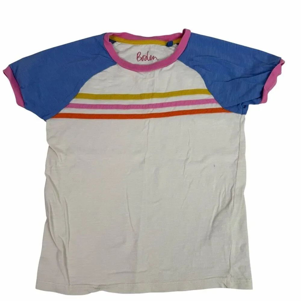 Mini Boden Girls 7/8 Raglan Short Sleeve T-Shirt